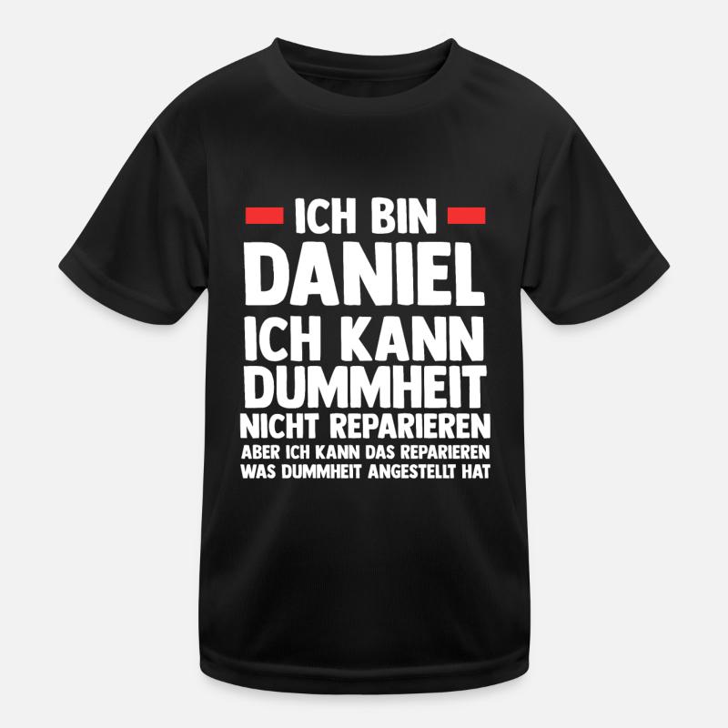 Daniel - Kinder Funktions-T-Shirt - Schwarz