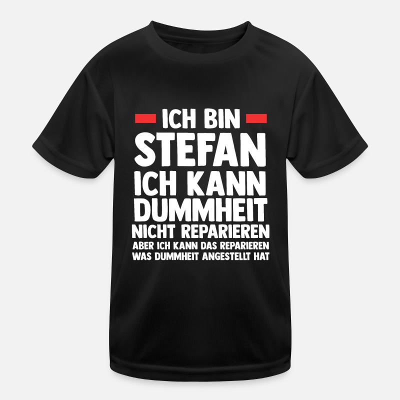 Stefan - Kinder Funktions-T-Shirt - Schwarz