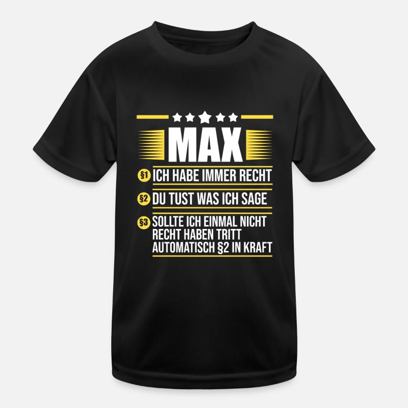 Max - Kinder Funktions-T-Shirt - Schwarz