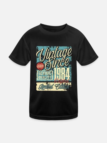 1984 Birthday vintage Retro Legend - Kids Functional T-Shirt - black - Front