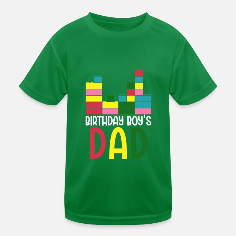 Le père d’un garçon d’anniversaire construit des blocs de construction T-shirt sport Enfant