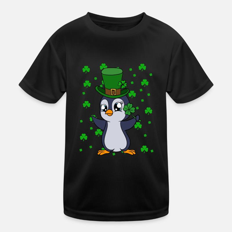 Manchot mignon Trèfle Saint-Patrick Pingouin T-shirt sport Enfant