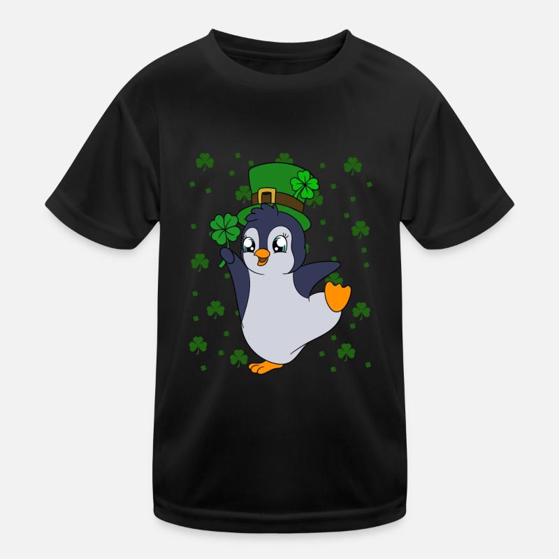Manchot mignon Trèfle Saint-Patrick Pingouin T-shirt sport Enfant