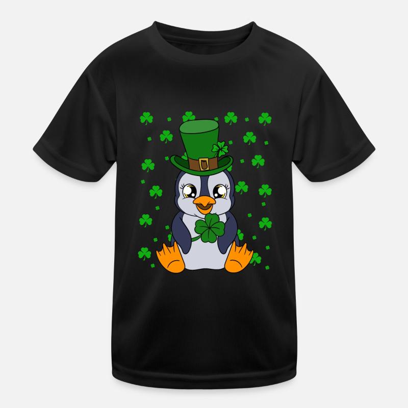 Manchot mignon Trèfle Saint-Patrick Pingouin T-shirt sport Enfant