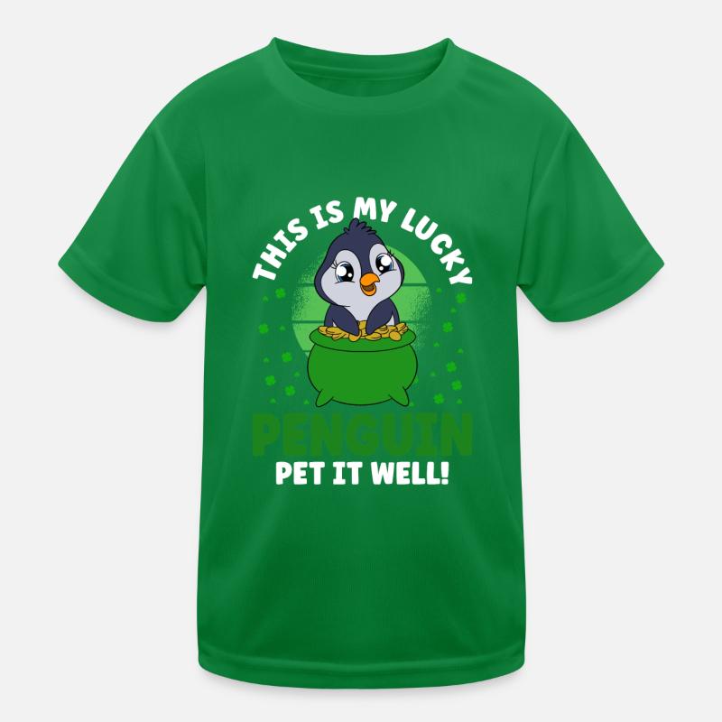 Manchot mignon Trèfle Saint-Patrick Pingouin T-shirt sport Enfant