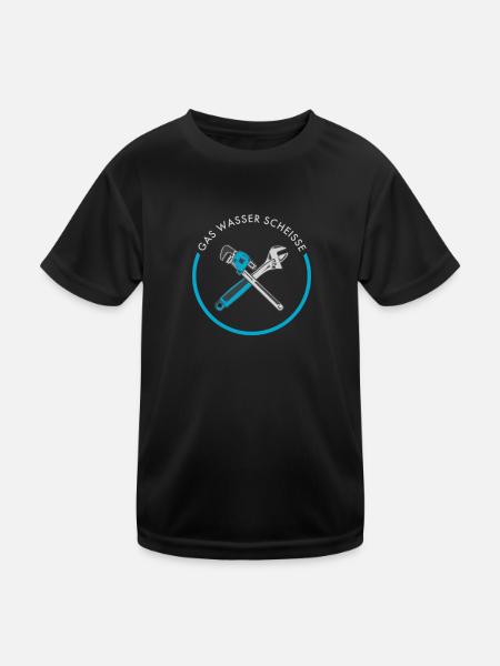 Plumber I Heating Engineer Heating Motif for - Kids Functional T-Shirt - black - Front