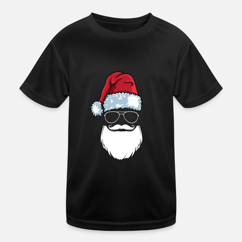 Weihnachtsmann Mütze Sonnenbrille Bart Santa Kinder Funktions-T-Shirt