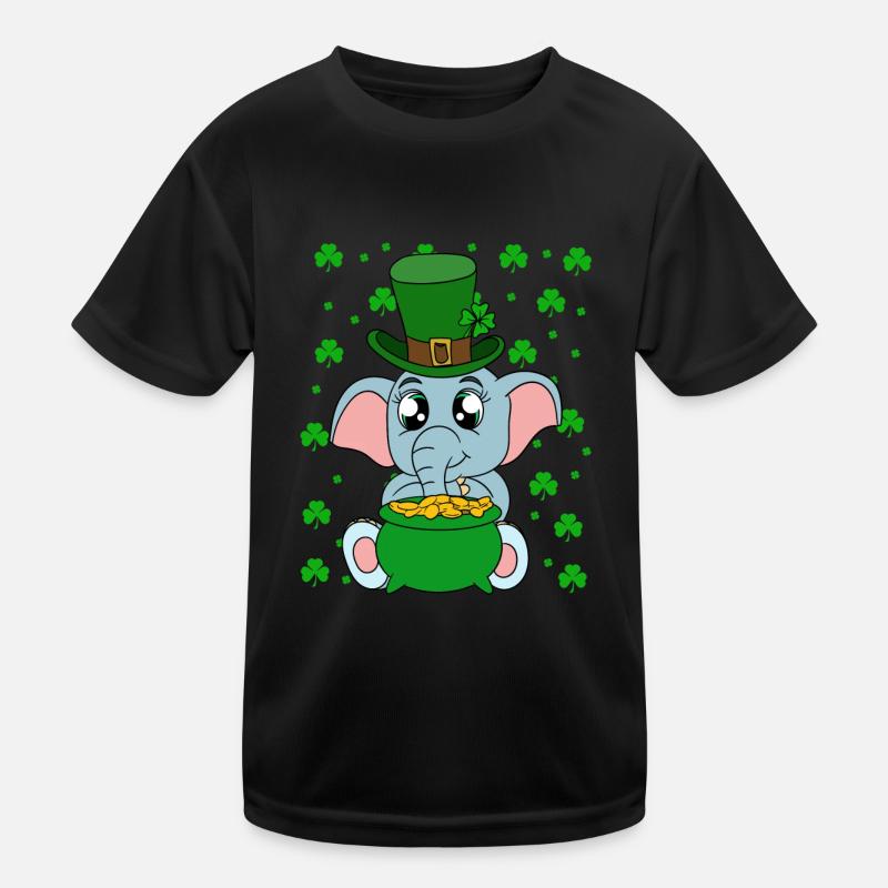 Mignons trèfles d’éléphants Fête de la Saint-Patrick T-shirt sport Enfant