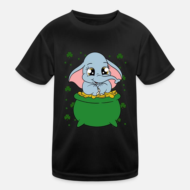 Cute elephant shamrocks St. Patrick's Day Kids Functional T-Shirt
