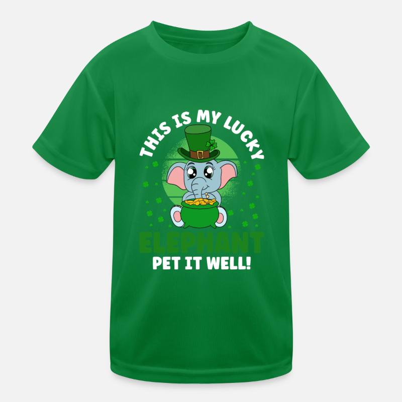 Cute elephant shamrocks St. Patrick's Day Kids Functional T-Shirt