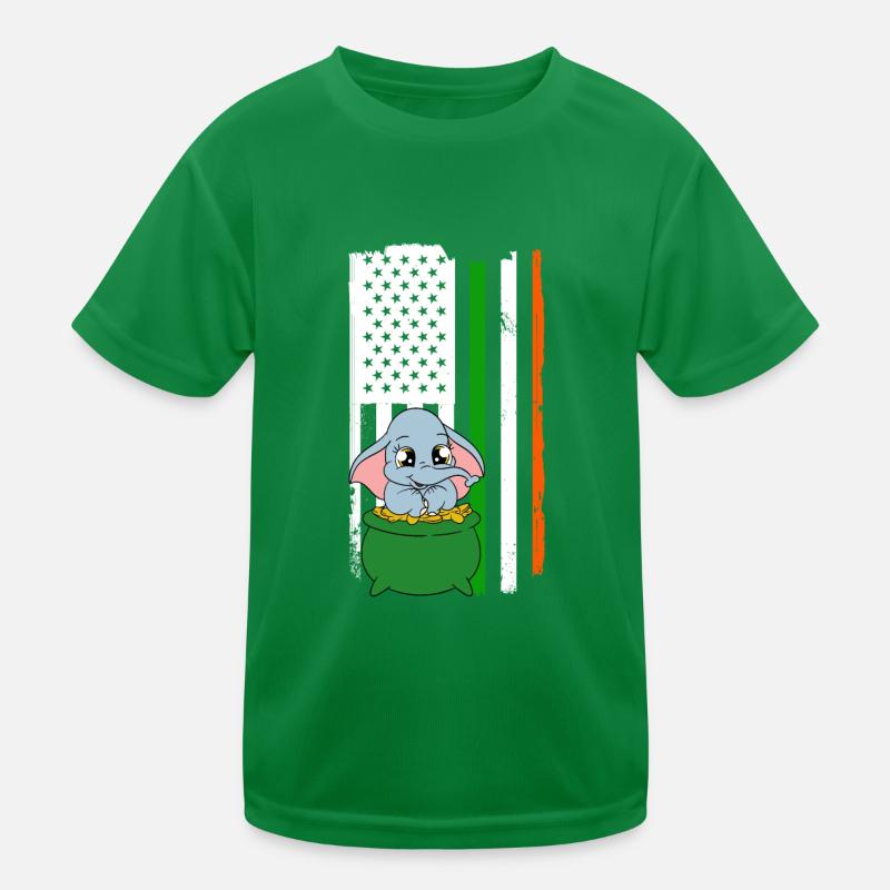 Cute elephant shamrocks St. Patrick's Day Kids Functional T-Shirt