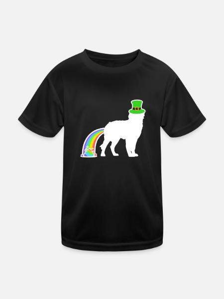 St. Patricks Hund - Bernedoodle - Kinder Funktions-T-Shirt - Schwarz - Vorne
