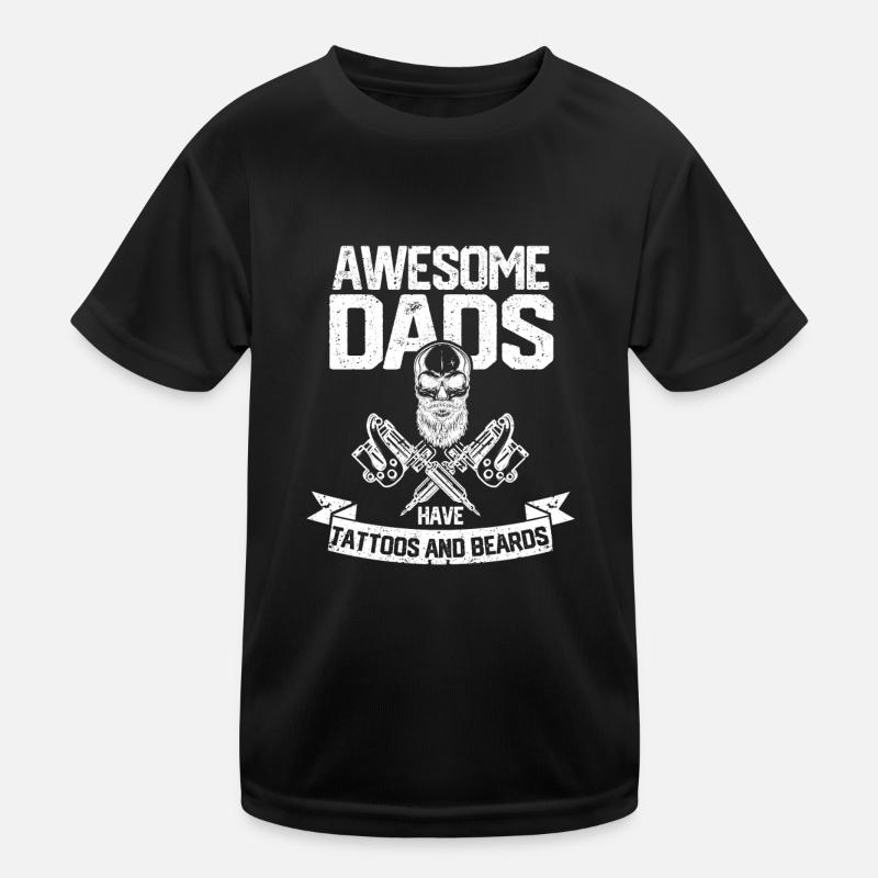 Awesome Dads Have Tattoos and Beards Funny Fathers Kinder Funktions-T-Shirt