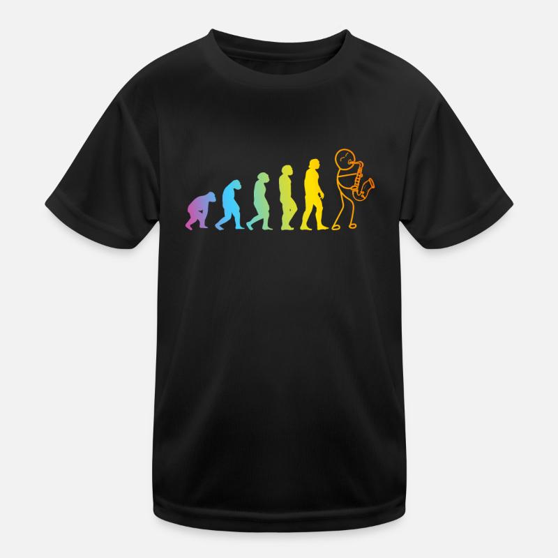 Saxophone Player Evolution Saxophone Saxophonist E Kids Functional T-Shirt