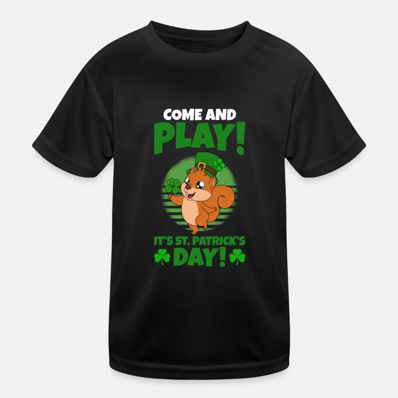 Squirrel Clover St. Patrick's Day Kids Functional T-Shirt