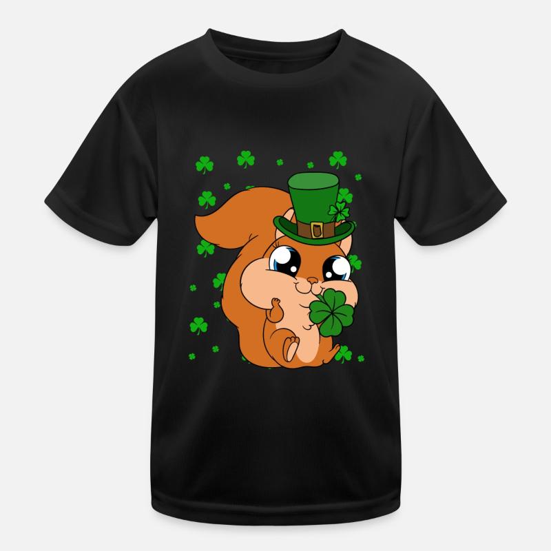 Squirrel Clover St. Patrick's Day Kids Functional T-Shirt