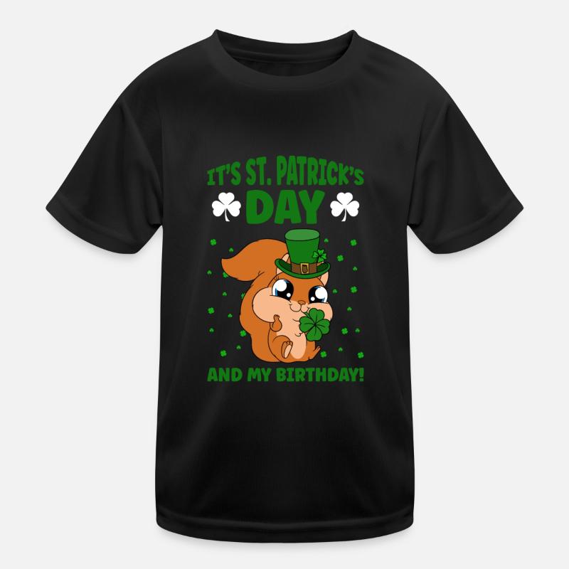 Eichhörnchen Kleeblätter St. Patrick's Day Kinder Funktions-T-Shirt
