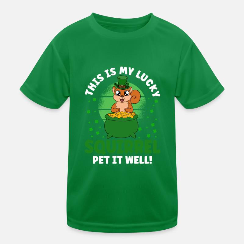 Eichhörnchen Kleeblätter St. Patrick's Day Kinder Funktions-T-Shirt