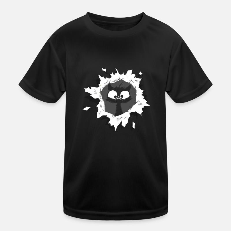 Le chat jette un coup d’œil hors du trou T-shirt sport Enfant