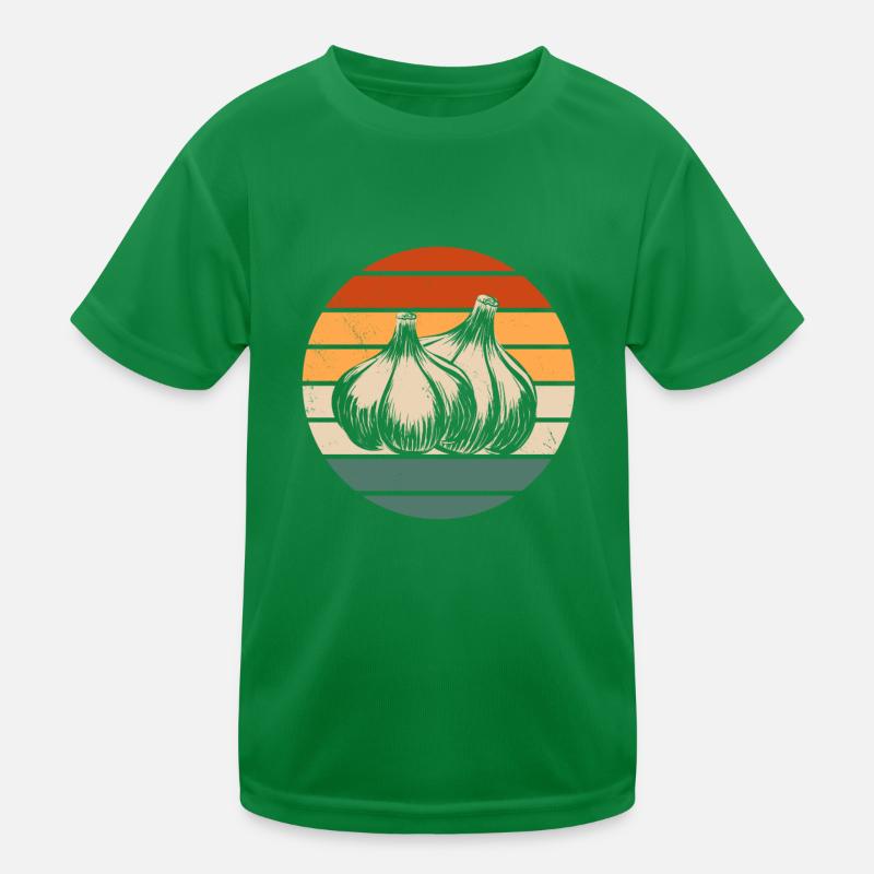 Retro Knoblauch Design Kinder Funktions-T-Shirt