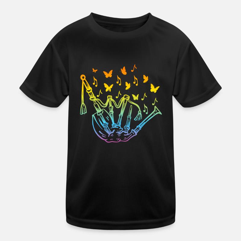 Cornemuse avec notes de musique et papillons - Musicien T-shirt sport Enfant