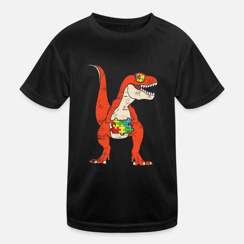 Dinosaur Raptor Puzzle Autism Awareness Kids Functional T-Shirt