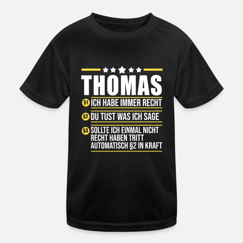 Thomas - Kinder Funktions-T-Shirt - Schwarz
