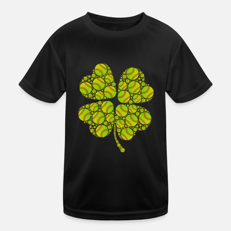 Baseball Kleeblatt Glücksbringer Baseballspieler Kinder Funktions-T-Shirt