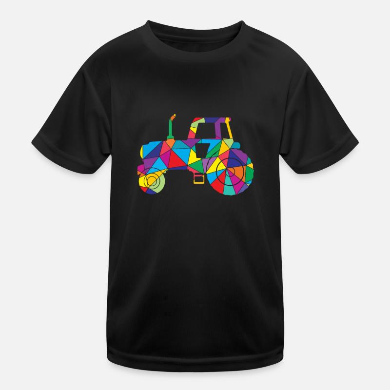 Traktor Polygon Bunt Geometrisch Low Trekker Bauer Kinder Funktions-T-Shirt