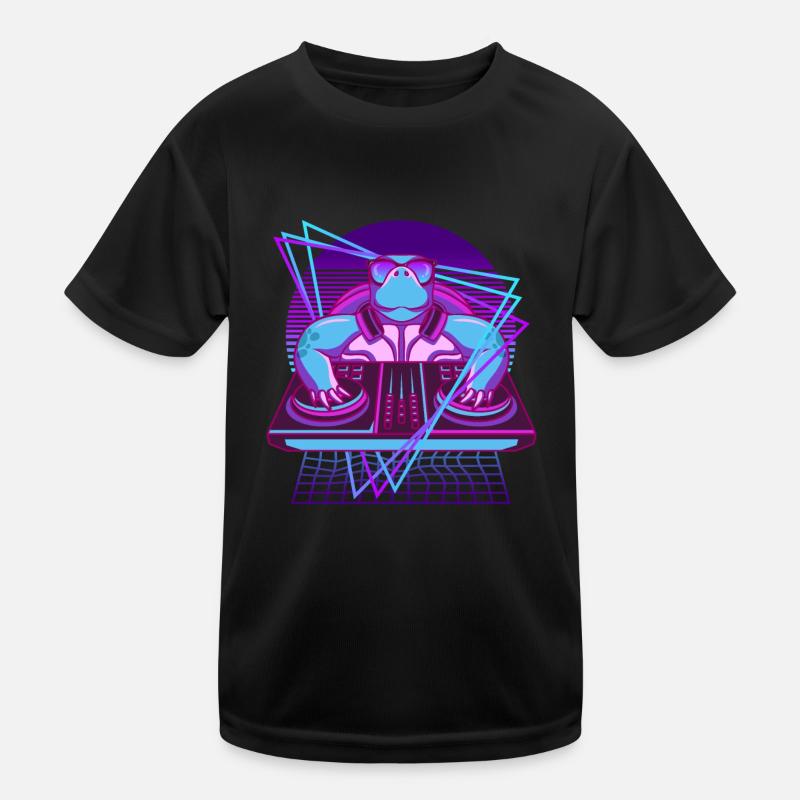 Techno Schildkröte Vaporwave DJ Schildkröte Kinder Funktions-T-Shirt