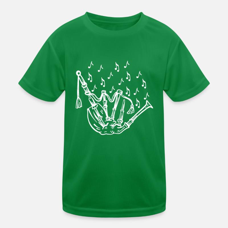 Cornemuse avec notes de musique Lecteur de cornemuse Joueur de cornemuse T-shirt sport Enfant