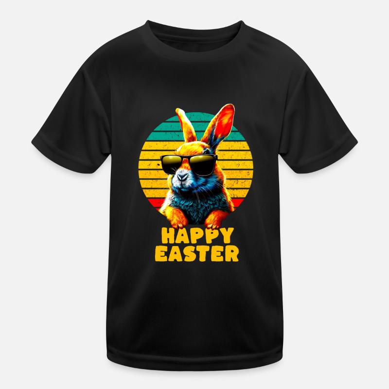 Cool Rabbit - Happy Easter - Kids Functional T-Shirt - black