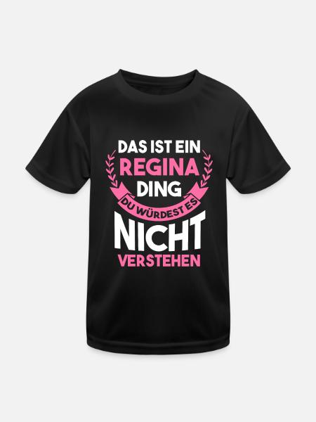 Vorname Regina - Kinder Funktions-T-Shirt - Schwarz - Vorne