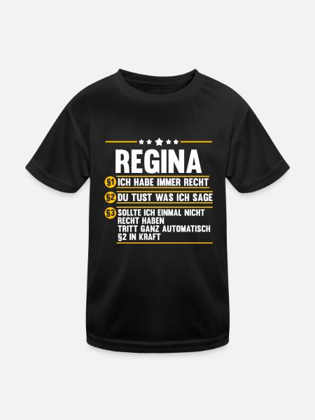 Vorname Regina - Kinder Funktions-T-Shirt - Schwarz - Vorne
