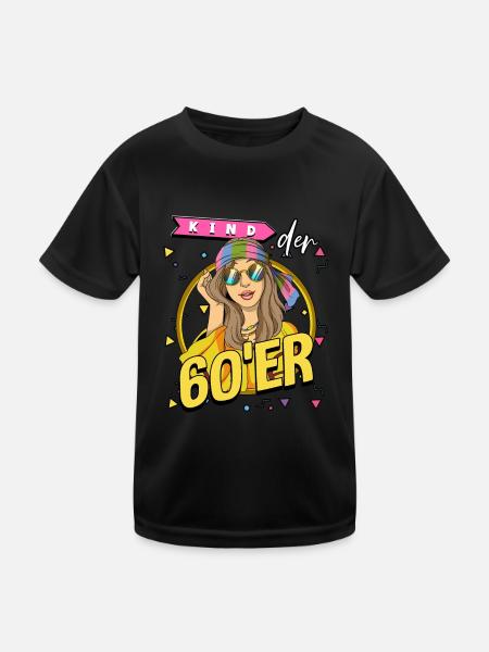 Kind der 60er Jahre Frau Kostüm - Kinder Funktions-T-Shirt - Schwarz - Vorne