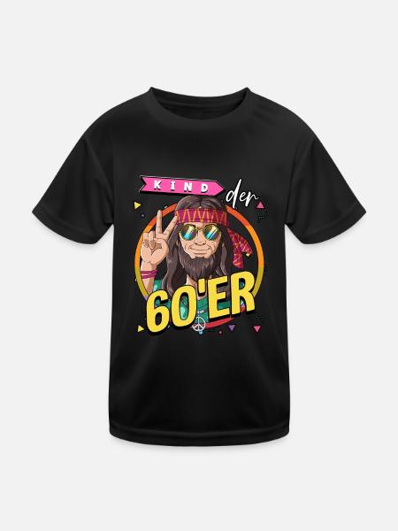 Kind der 60er Jahre Mann Kostüm - Kinder Funktions-T-Shirt - Schwarz - Vorne