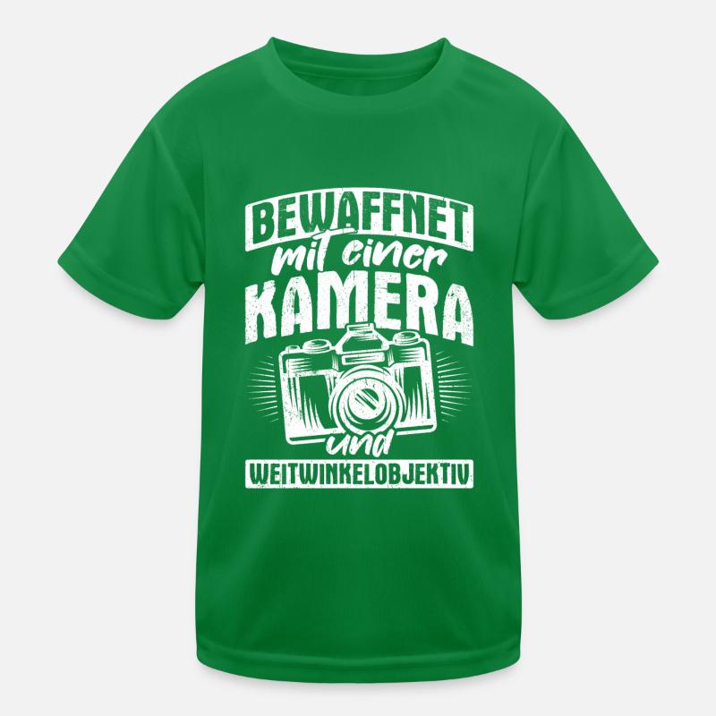 Bewaffnet mit einer KAMERA und WEITWINKELOBJEKTIV Kinder Funktions-T-Shirt