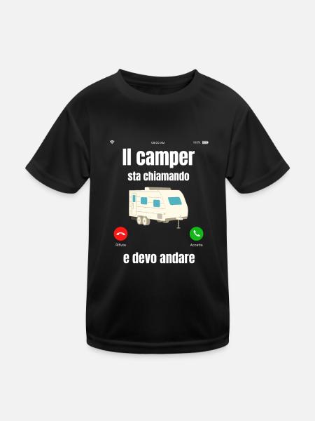 Wohnwagen | Wohnmobil | Der Camper ruft - Kinder Funktions-T-Shirt - Schwarz - Vorne