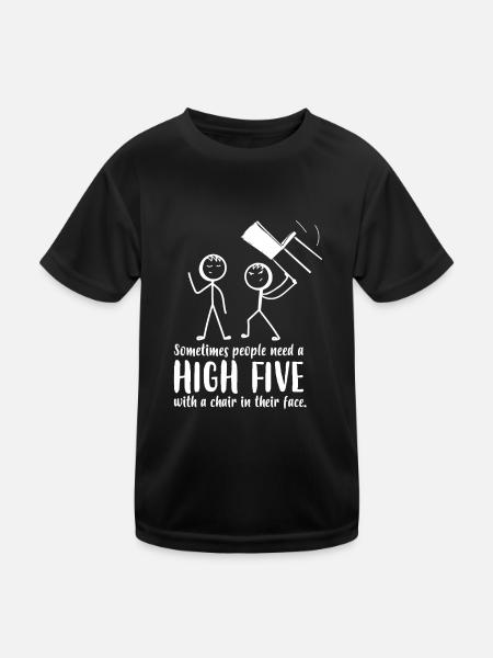 Parfois, les gens ont besoin d’un high five avec une chaise - T-shirt sport Enfant - noir - Devant