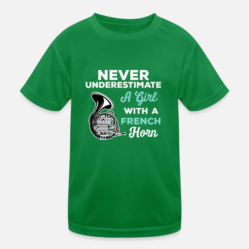 Unterschätze niemals ein Mädchen mit einem Horn Kinder Funktions-T-Shirt