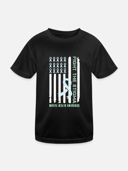Mentale Gesundheit Fight the Stigma Mental - Kinder Funktions-T-Shirt - Schwarz - Vorne