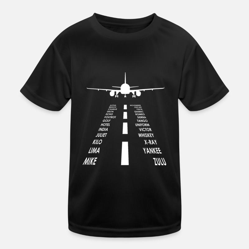 Flugzeug / Landebahn Piloten Alphabet / Hobbypilot Kinder Funktions-T-Shirt