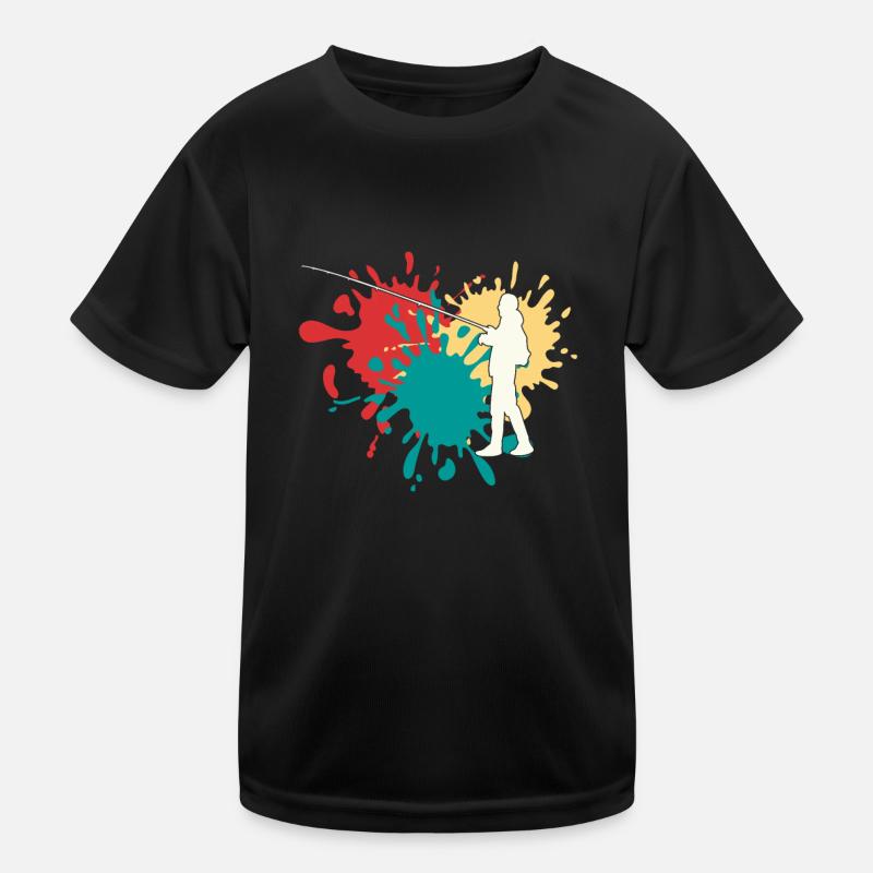 Angeln Angler Silhouette Kinder Funktions-T-Shirt