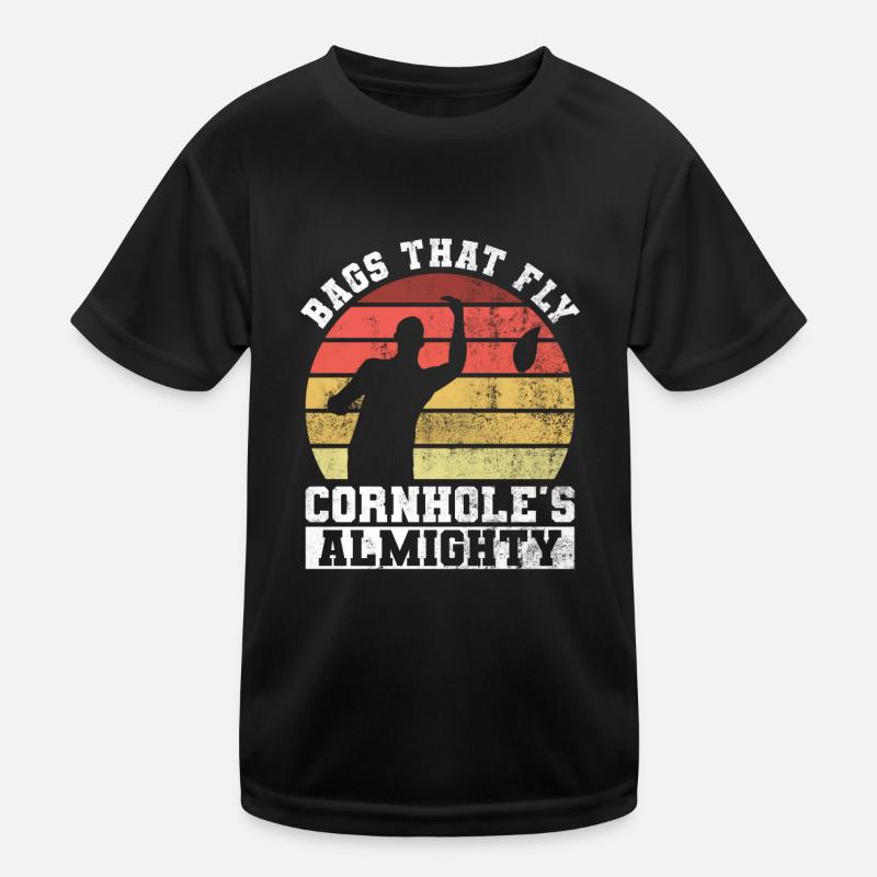 Cornhole Player Blind Hole - Funny Cornhole - Kids Functional T-Shirt - black