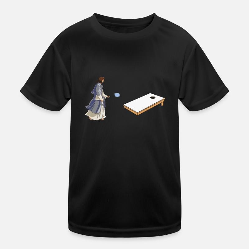 Jesus beim Cornhole-Spielen - Lustiges Cornhole Kinder Funktions-T-Shirt