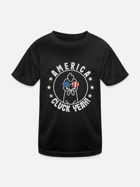 Cluck yes chicken July 4th glasses t shirt boys - Kids Functional T-Shirt - black - Front
