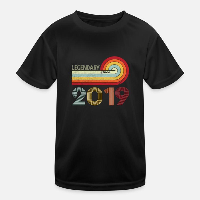 2019 Birthday Legendary since Vintage Rainbow Kids Functional T-Shirt