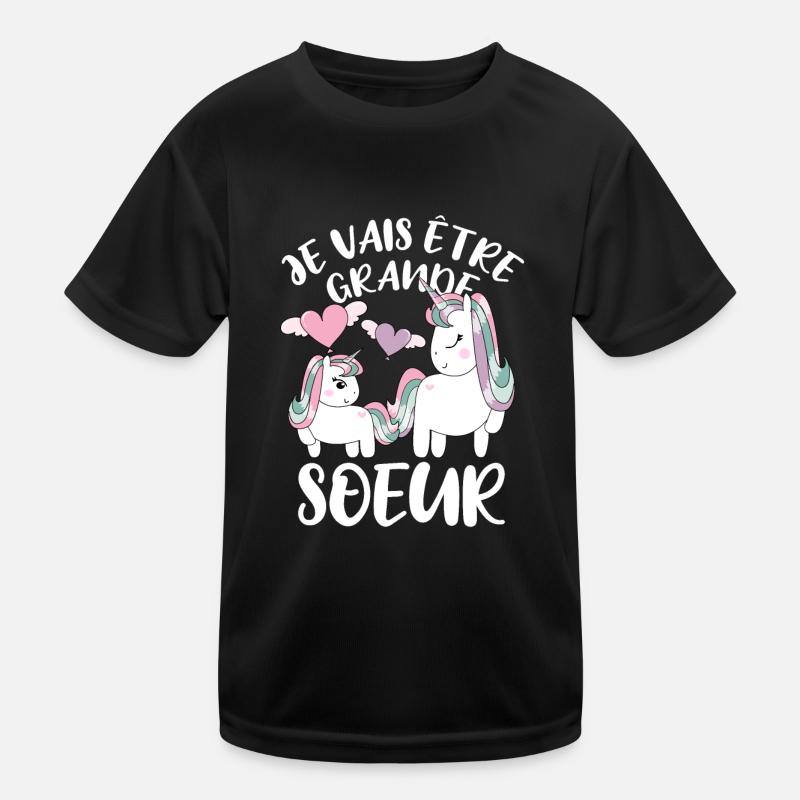 Future Grande Sœur Licorne Kinder Funktions-T-Shirt