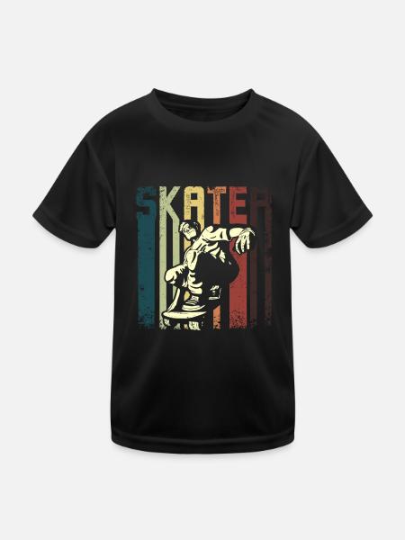 Retro Vintage Skateboarding - Kinder Funktions-T-Shirt - Schwarz - Vorne