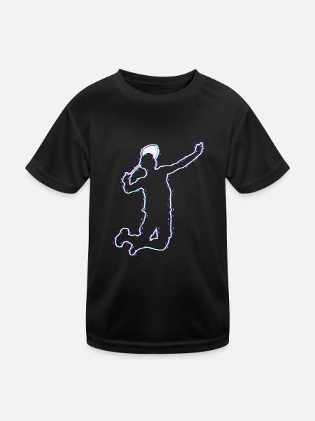 Coole Silhouette Badmintonspieler Hobbysport - Kinder Funktions-T-Shirt - Schwarz - Vorne